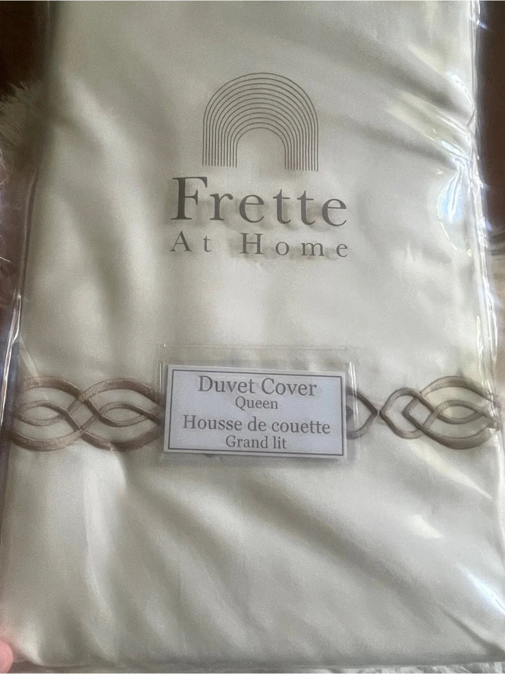 NWT FRETTE Boho Embroidery QUEEN Duvet Cover in Cream